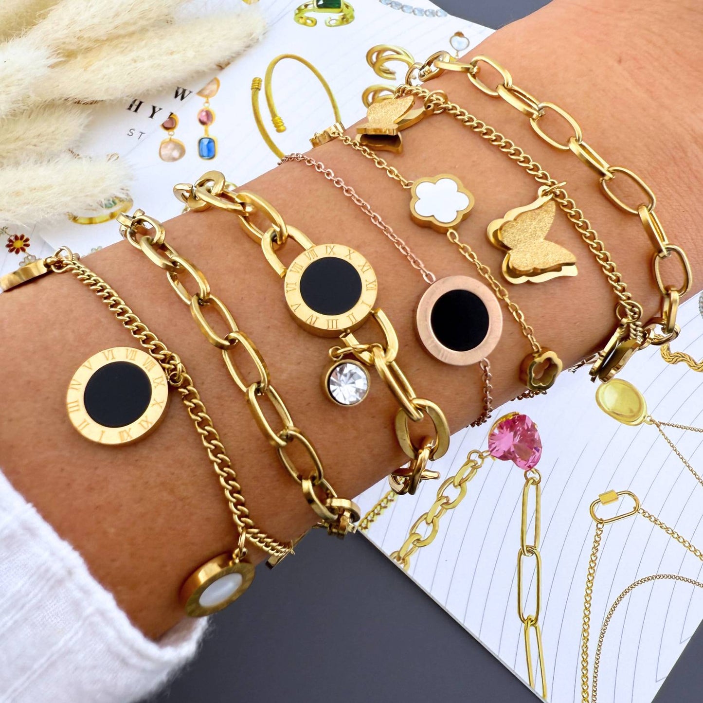 Pulsera Dije Negro y Circonita