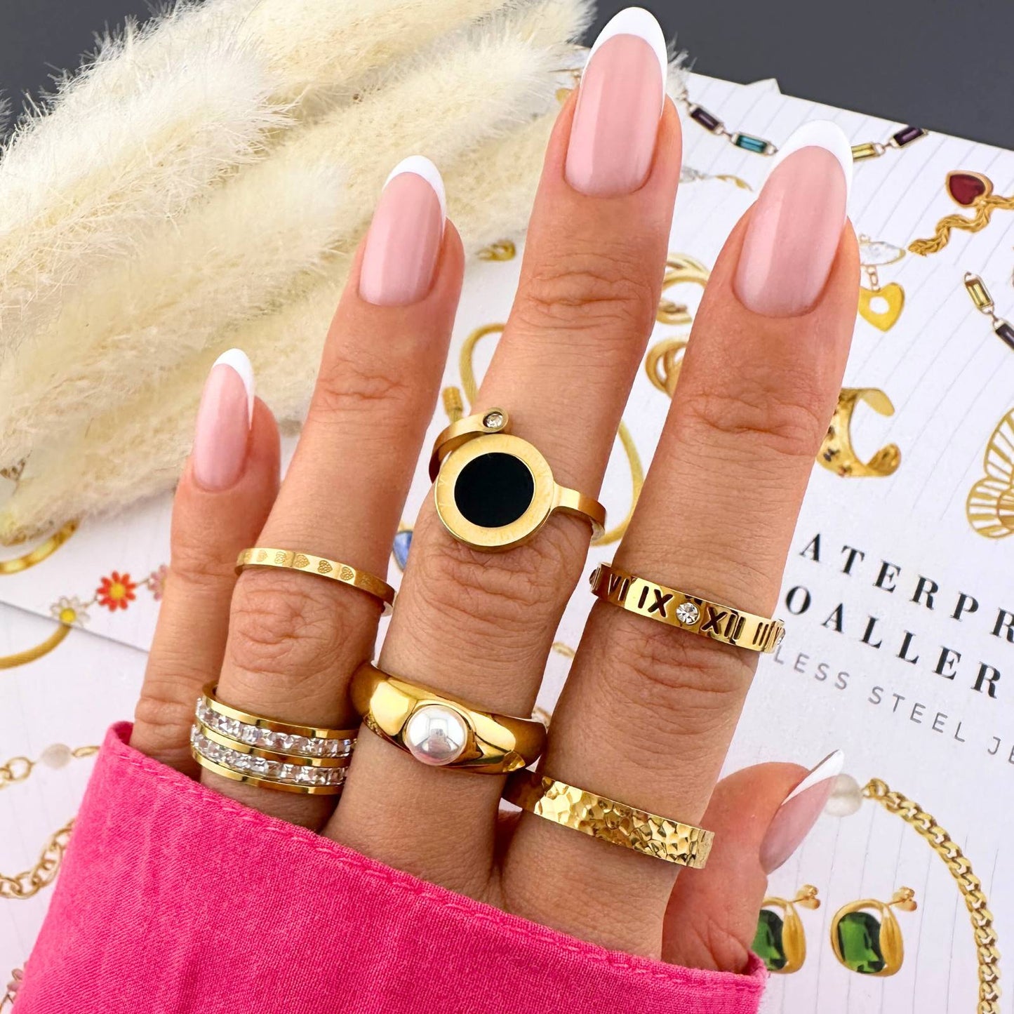 Anillo, 18K Chapado en oro, Circonita cúbica, Tamaño 8