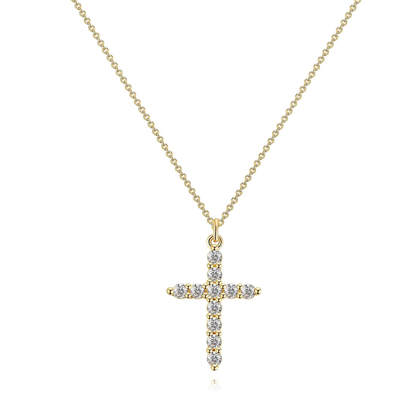 Collar de cruces 18 K Chapado en oro, Circonita cúbica.