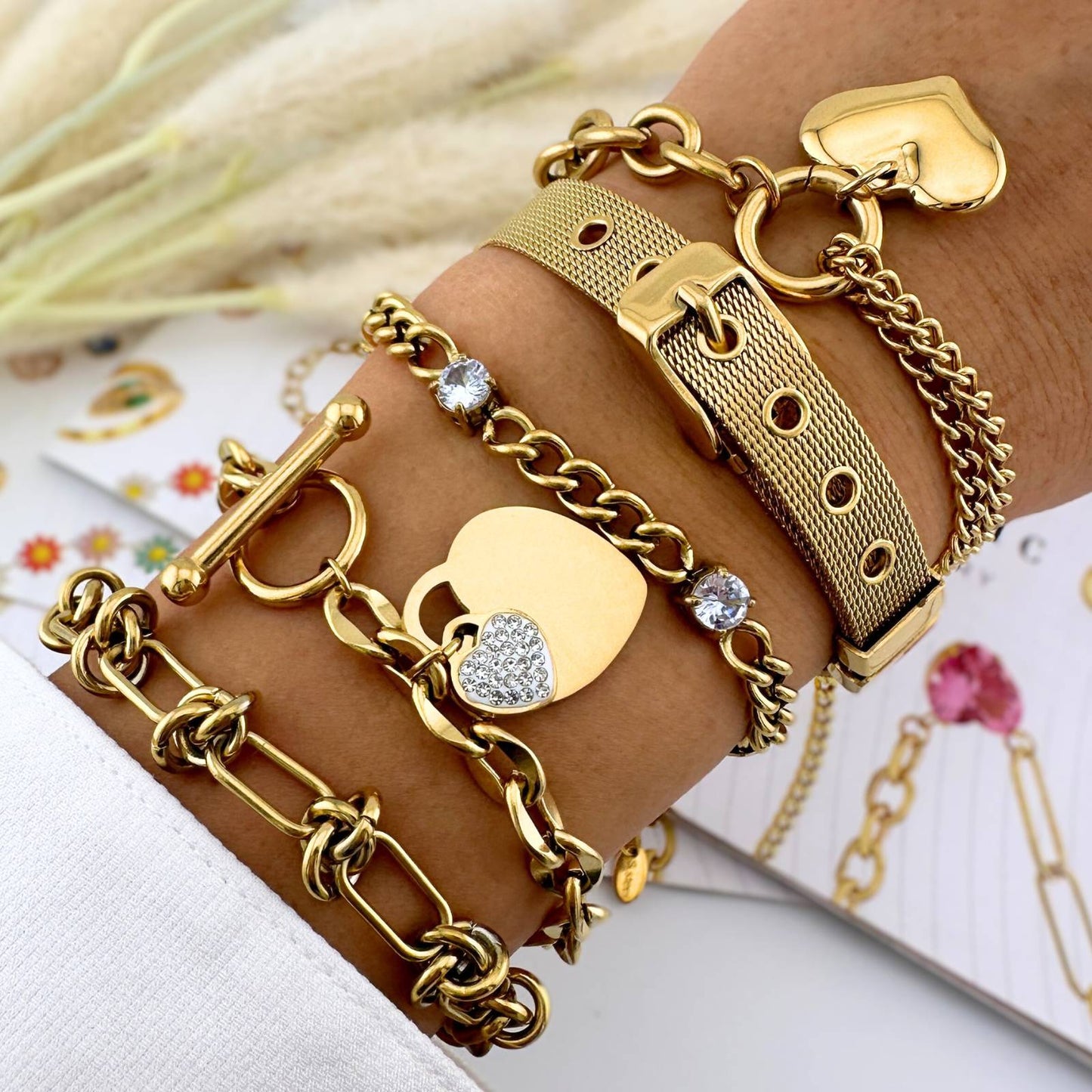 Pulsera Corazón 18K Chapado en oro