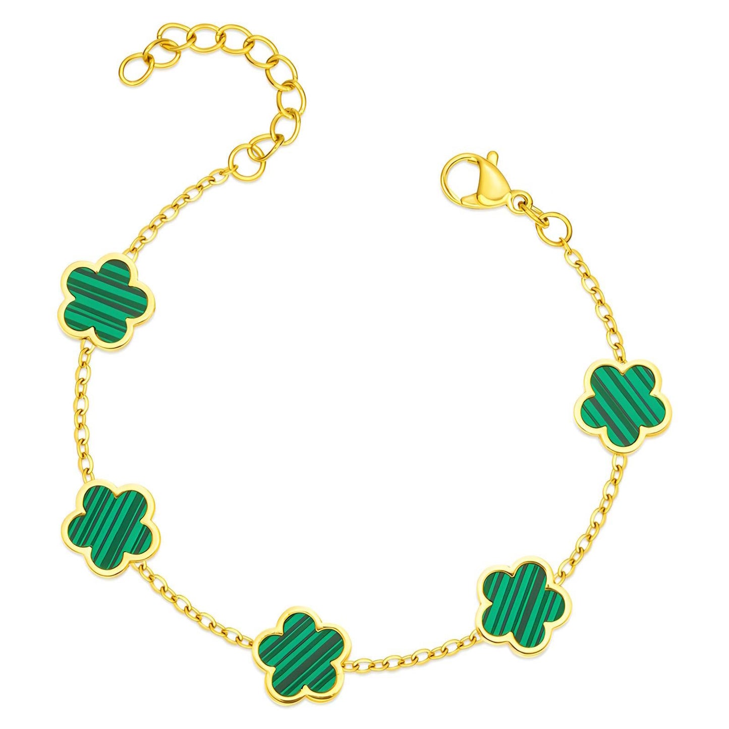 Pulsera Flores Verde Esmeralda