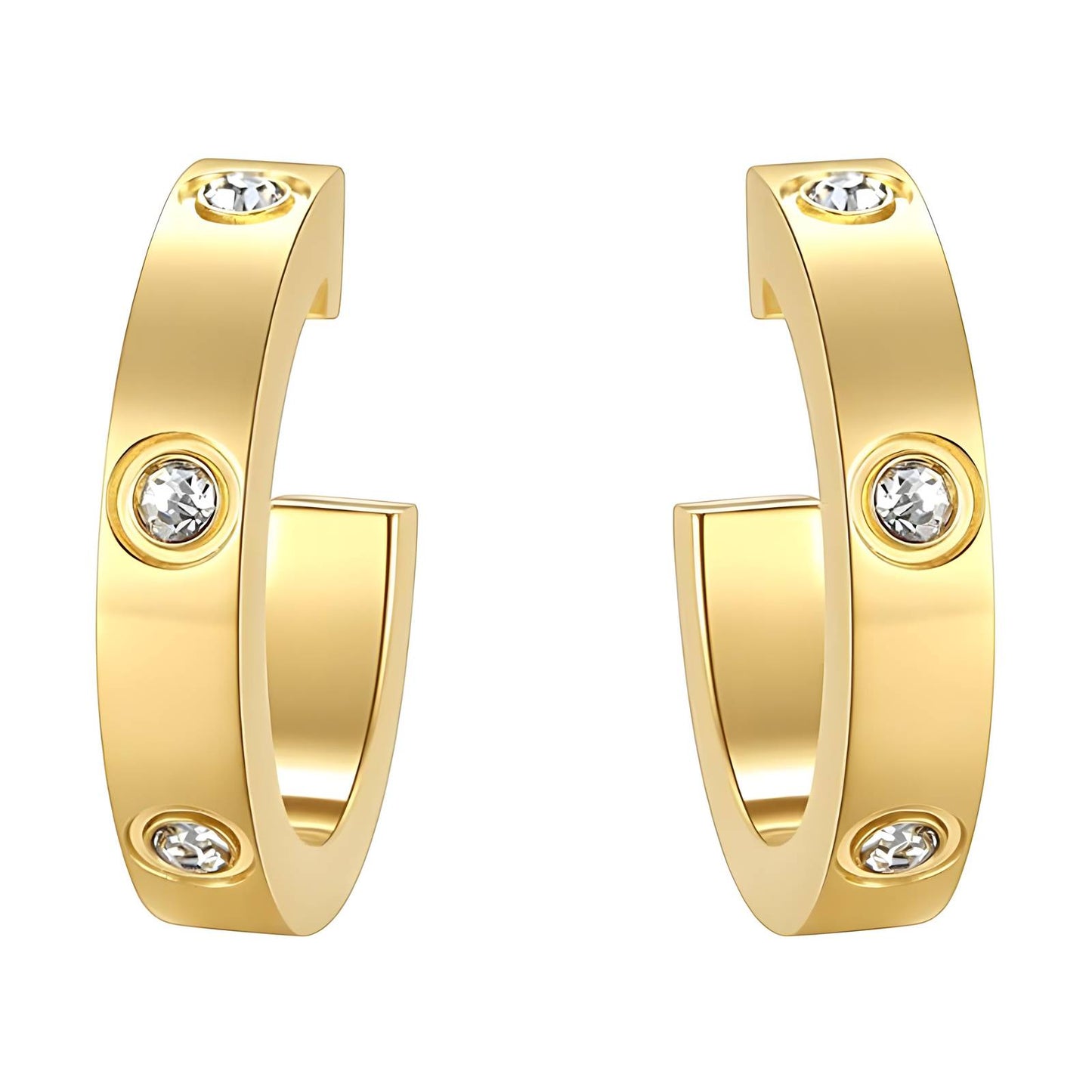 Pendientes 18K Chapado en oro, Circonita cúbica
