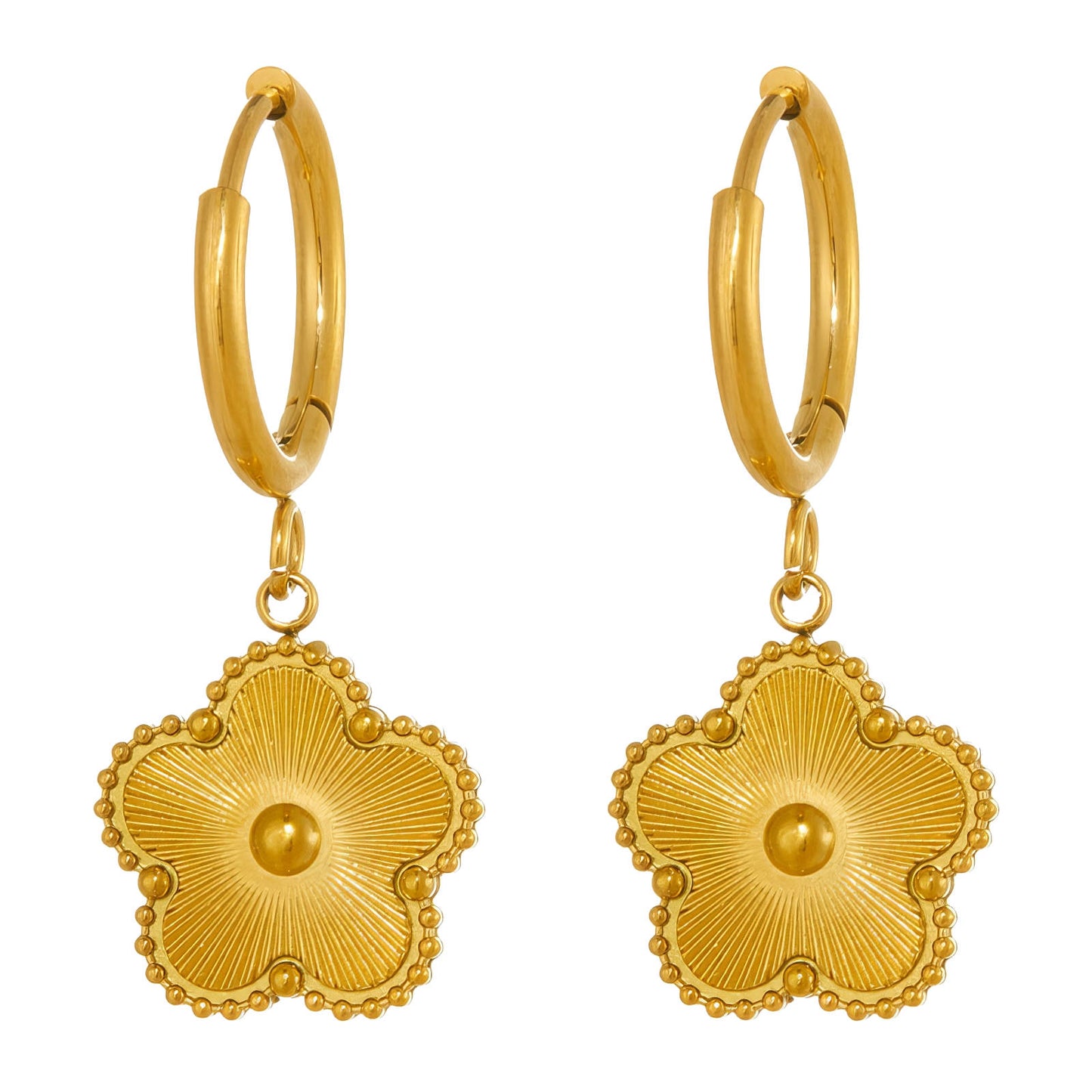 Pendientes de flores, 18 k Chapado en oro