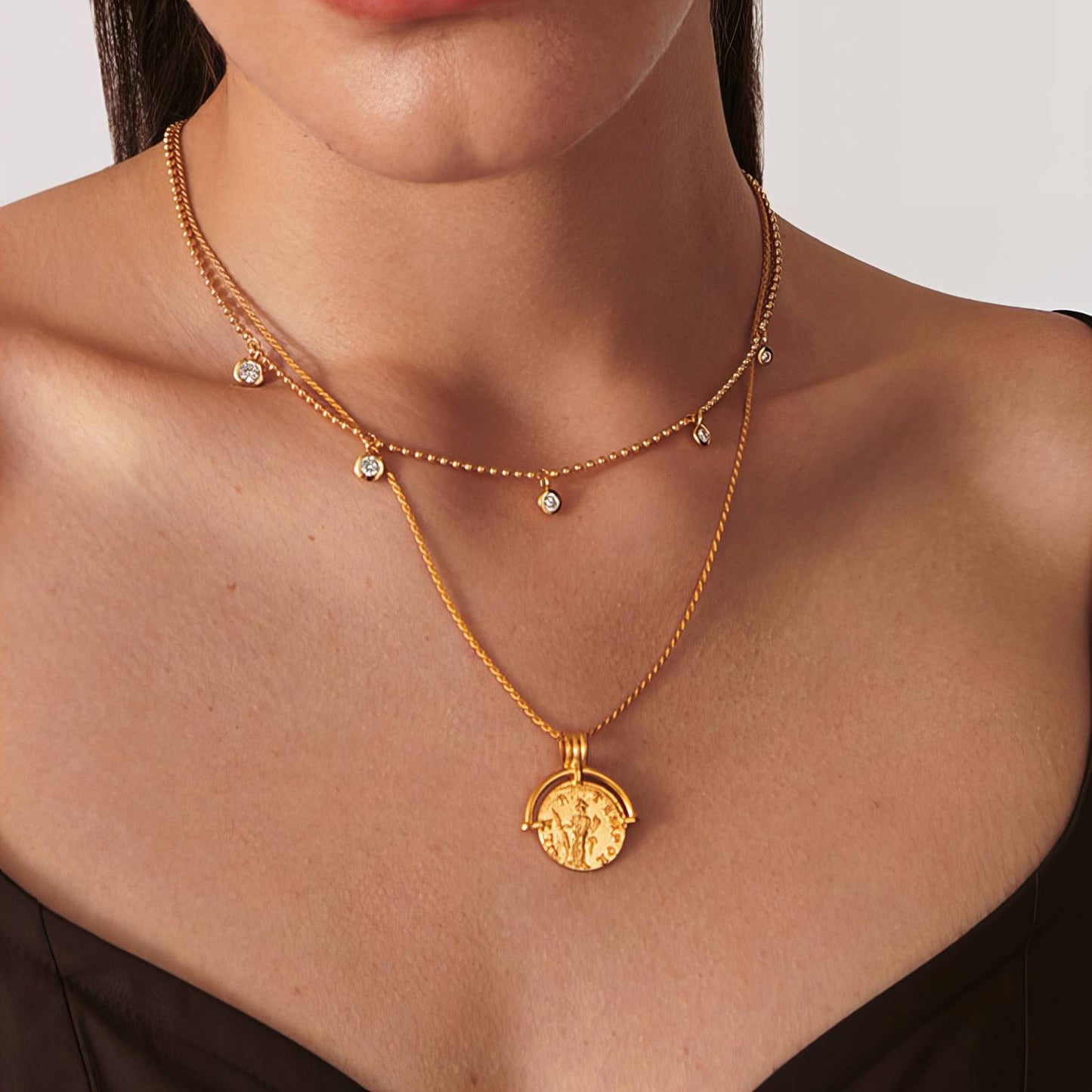 Collar 18K chapado en oro, Circonita cúbica.