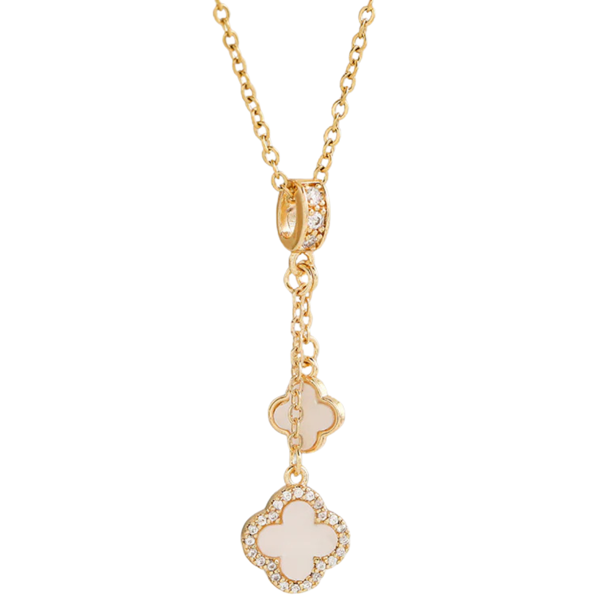 Collar doble trebol blanco