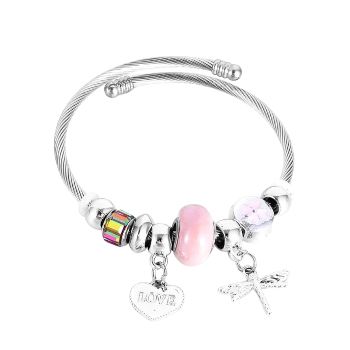 Brazalete Charm LOVE y Libélula