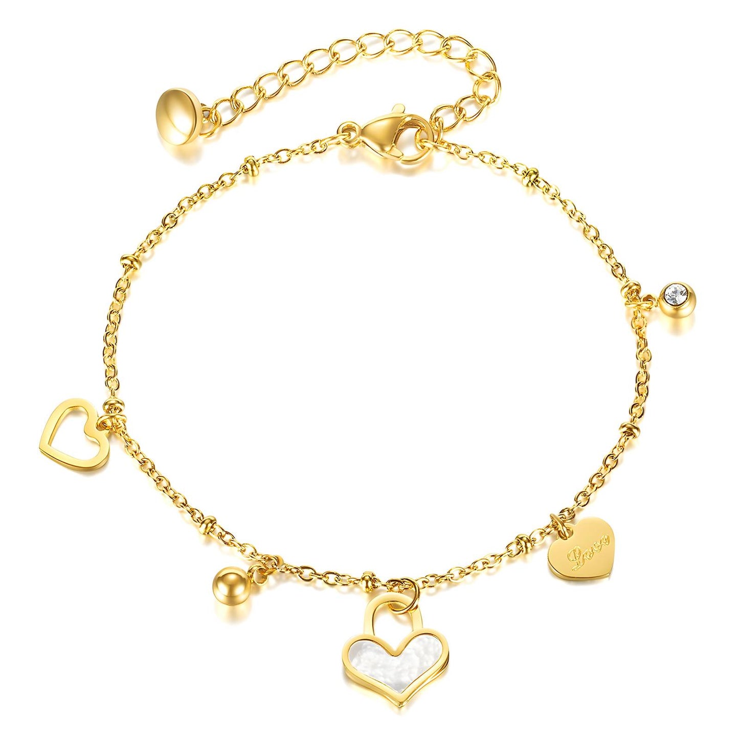 Pulsera Romántica con Dijes Corazon