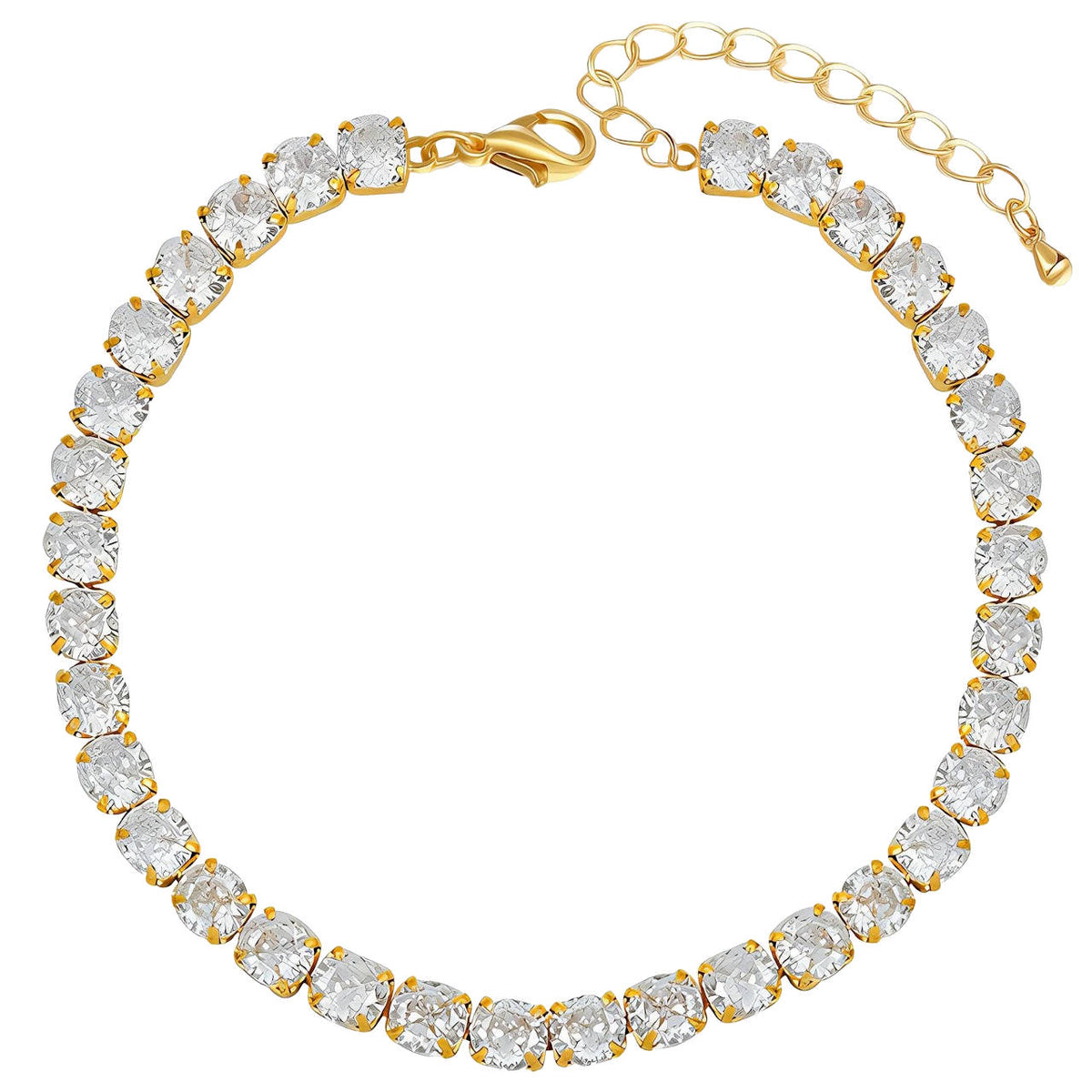 "Tennis" Pulsera, 18K chapado en oro, Circonita cúbica.