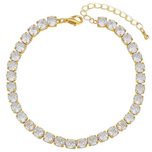 "Tennis" Pulsera, 18K chapado en oro, Circonita cúbica.
