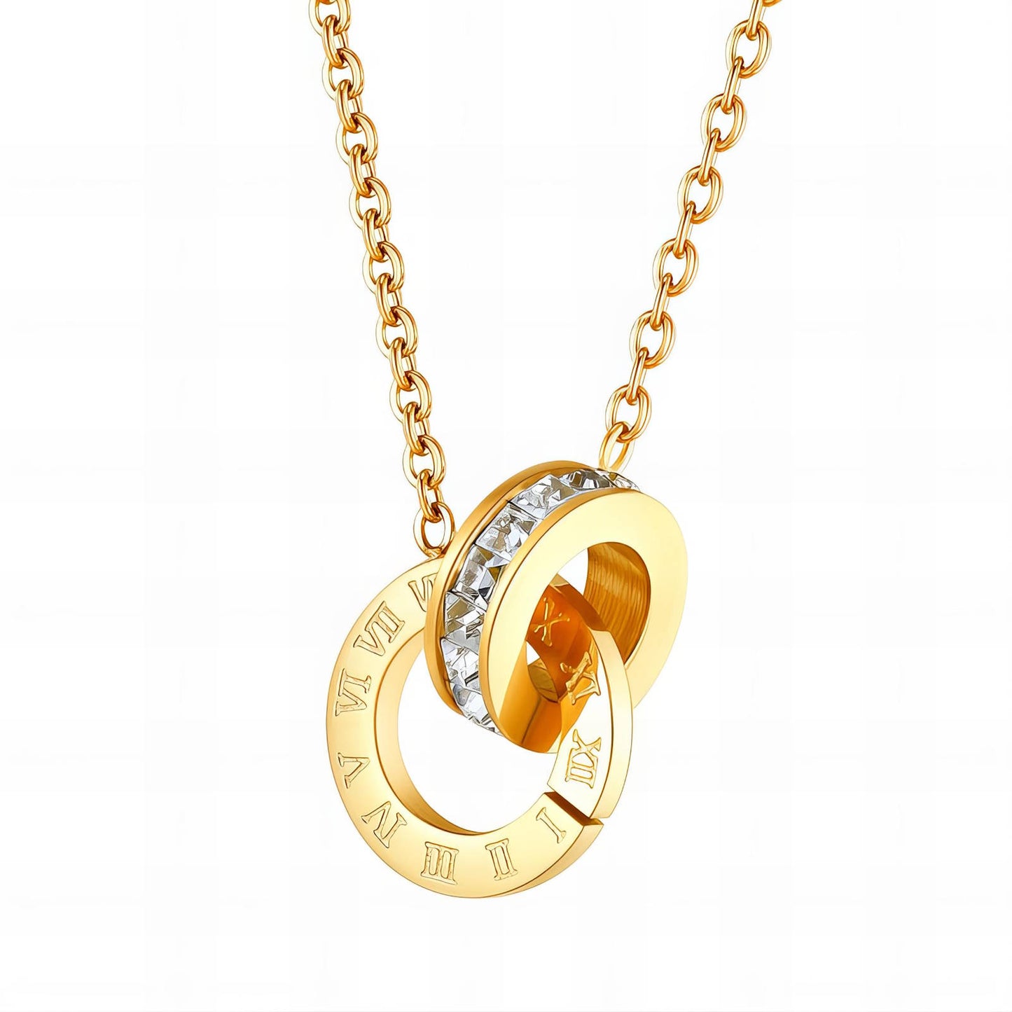 Collar 18 k chapado en oro de, Cubic zirconia