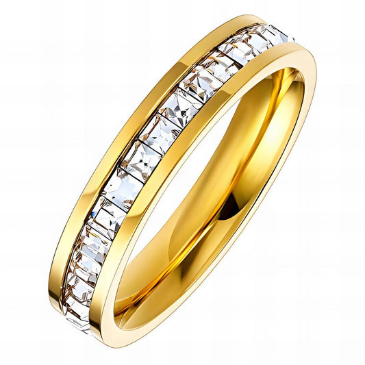 Anillo, 18K Chapado en oro,  Circonita cúbica, Tamaño 8