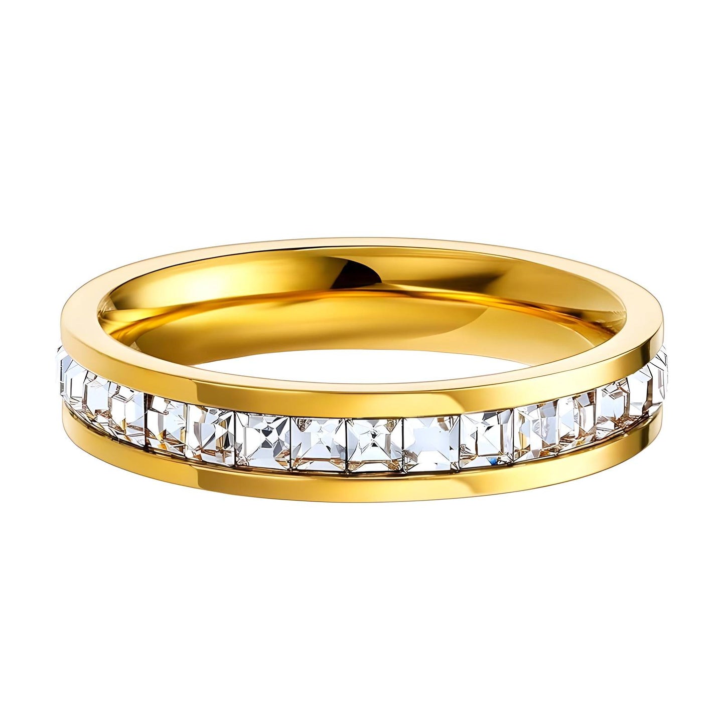 Anillo, 18K Chapado en oro,  Circonita cúbica, Tamaño 8