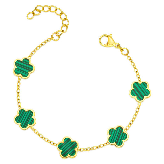 Pulsera Flores Verde Esmeralda