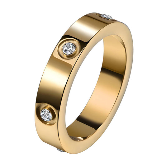 Anillo, 18K Chapado en oro,  Circonita cúbica, Tallas 7 y 8