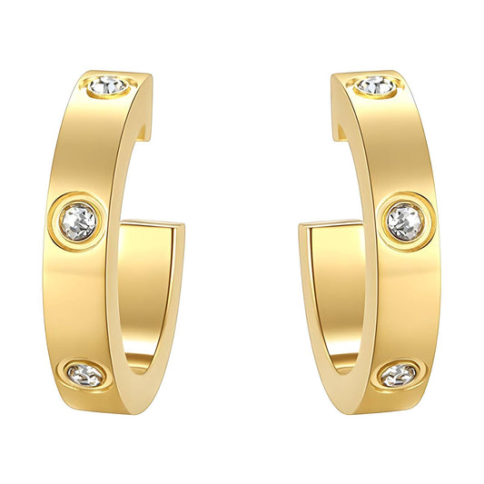 Pendientes 18K Chapado en oro,  Circonita cúbica