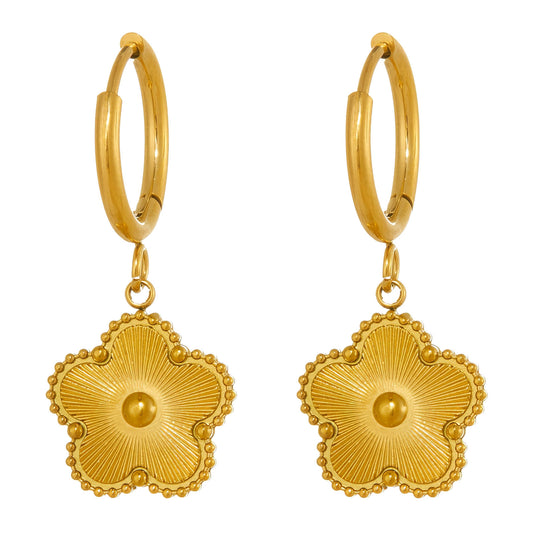 Pendientes de flores, 18 k Chapado en oro