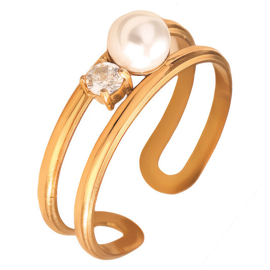 Anillo, 18K Chapado en oro,  Circonita cúbica.
