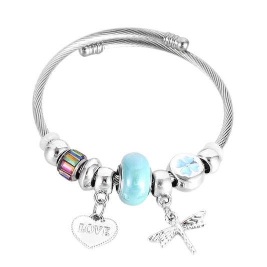 Brazalete Charm LOVE y Libélula