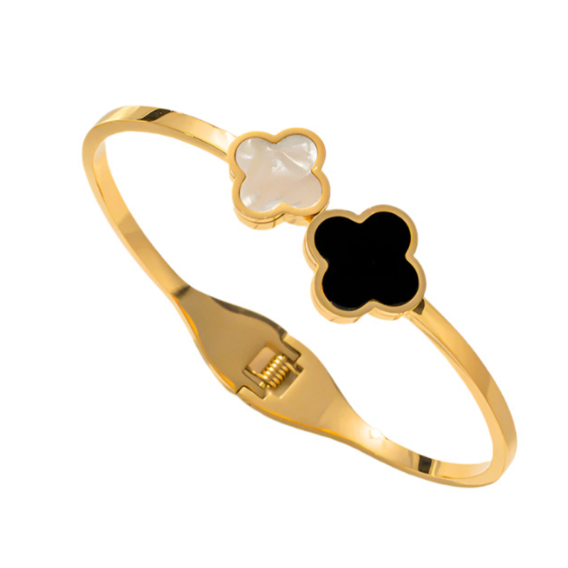 Brazalete Trébol Negro y Nácar