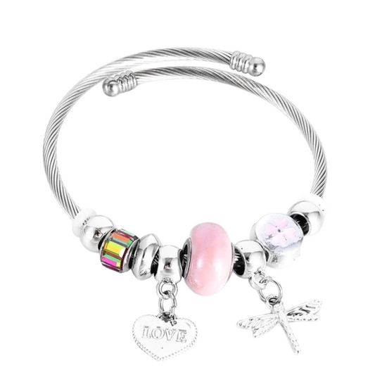 Brazalete Charm LOVE y Libélula