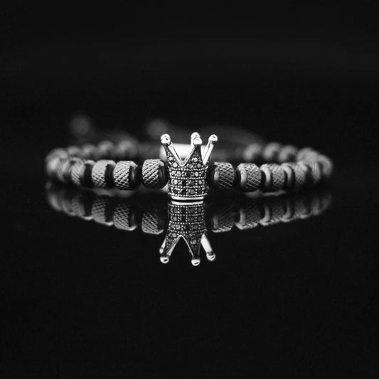 Pulsera Negro de acero inoxidable con incrustaciones de circonitas y baño  para hombre.