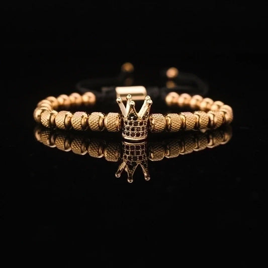 Pulsera Negro de acero inoxidable con incrustaciones de circonitas y baño  para hombre