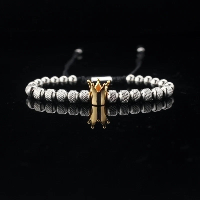 Pulsera Negro de acero inoxidable con incrustaciones de circonitas y baño  para hombre