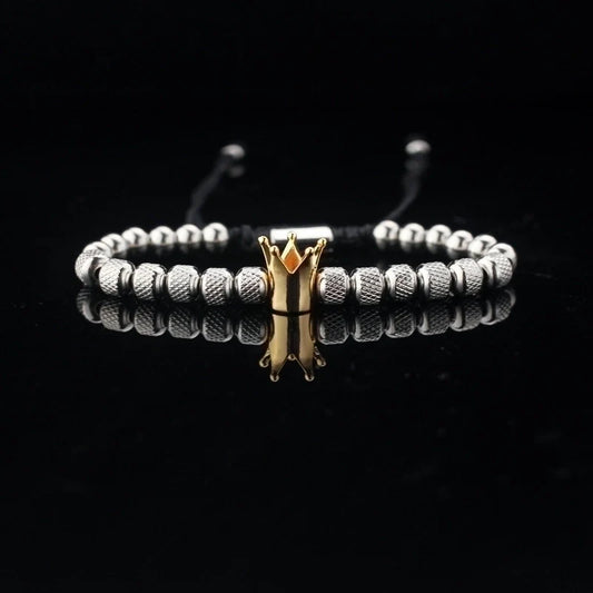 Pulsera Negro de acero inoxidable con incrustaciones de circonitas y baño  para hombre