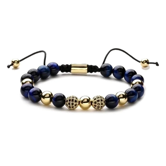 Piedras azul Pulsera de acero inoxidable con Piedra natural para hombre